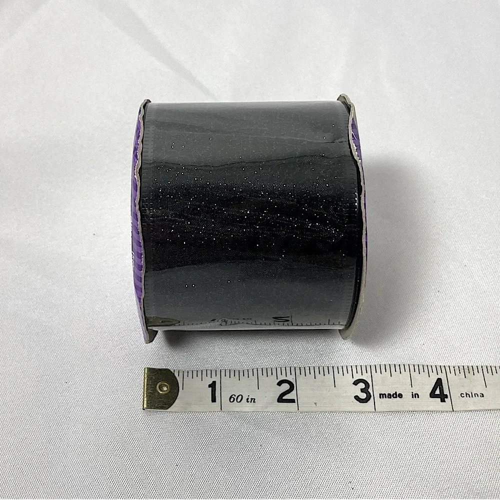 Crafter’s Square Metallic Glittery Black Wire Edged Craft Ribbon 2.5” x 108”